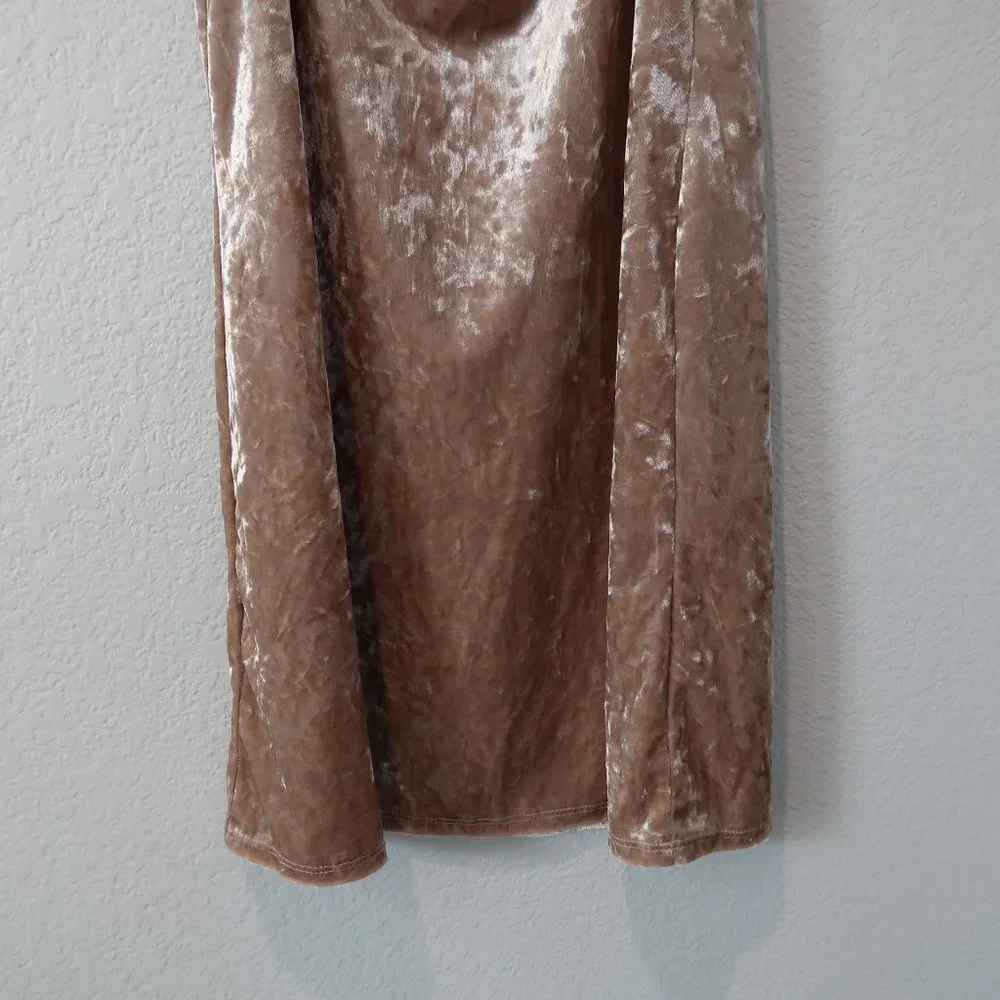 Love J Mini Dress Womens Crushed Velvet Champaign Sleeveless Spaghetti Straps L - Picture 9 of 15